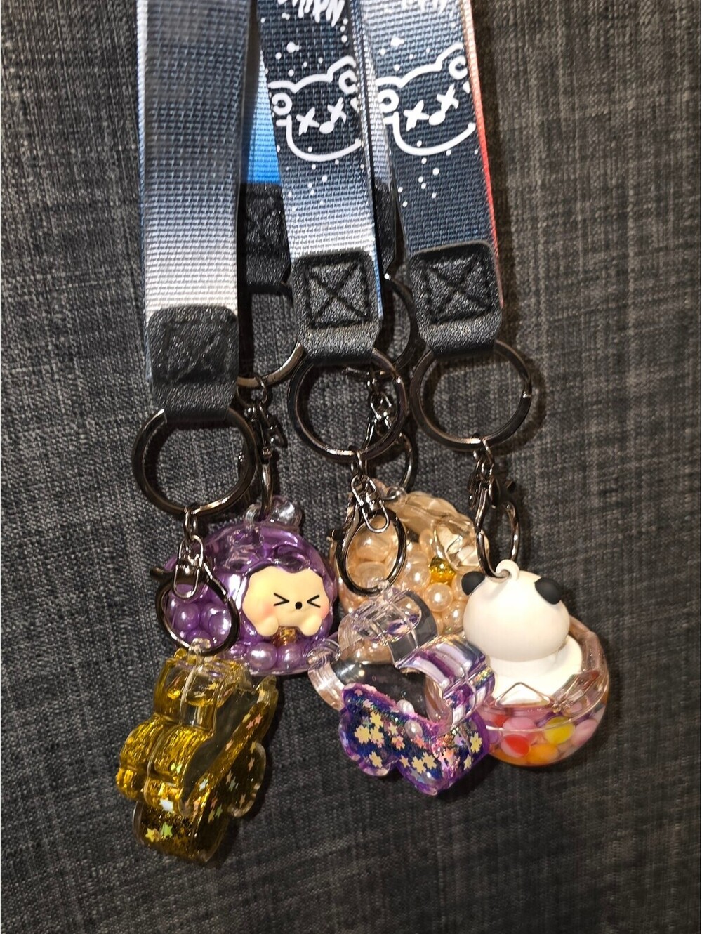 3 RandoM Charm Keychain Set with Blue Gradient Lanyards - Picture 10 of 11